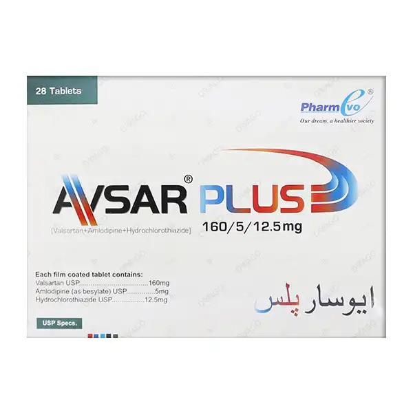 Avsar Plus Tablets 160Mg/5Mg/12.5Mg (1 Box = 4 Strips) (1 Strip = 7 Tablets)